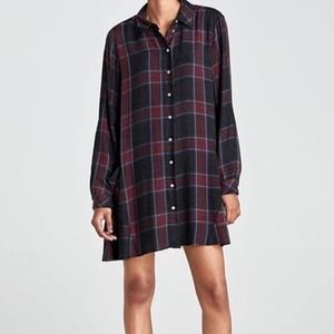 NWT Zara Plaid Mini Shirt Dress with Pockets